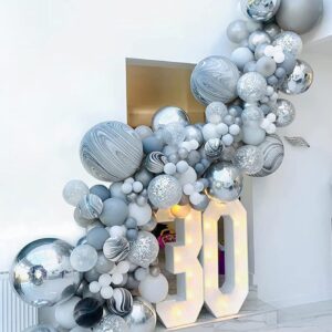 132pcs-modern-silver-birthday-party-balloon-garland-set