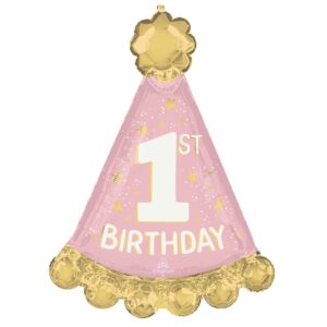 First Birthday Girl Hat Balloon Large Foil Mylar
