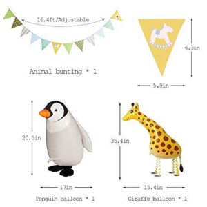 jungle-safari-party-decoraations-walking-animal-balloons-multicolor-triangle-flag-banner