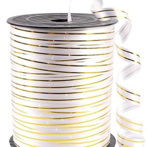 White and Gold Curling Ribbon - 219 Yard