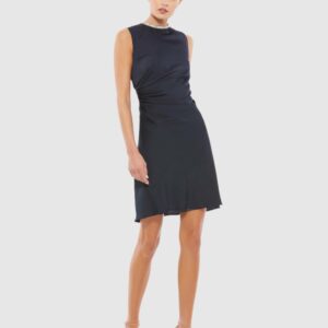 Satin Cocktail Dress w/ Rhinestone Accents