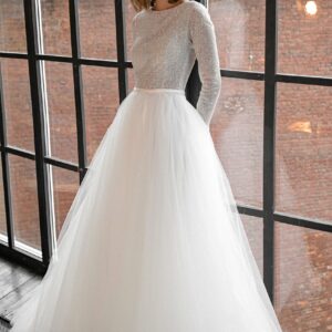 Shiny Wedding Dress Missuri with Long Sleeves