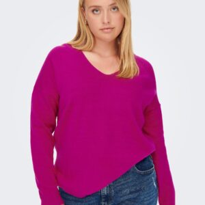 Lang?rmet pullover i viscose-strik fra Carmakoma