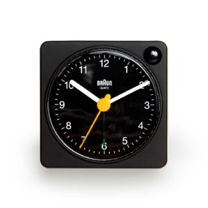 analog travel alarm clock black
