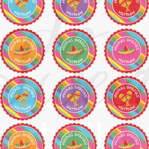 Fiesta Birthday Party Sticker Set