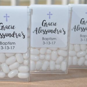 Baptism Party Mint Favors with Personalized Labels Set of 24