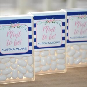 Wedding Favor Mint Labels Blue Pink Set of 24