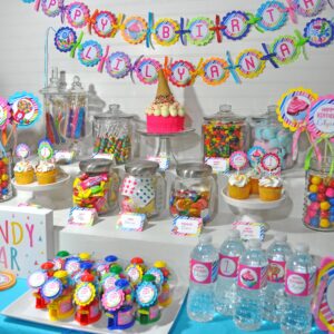 Rainbow Party Candy Shop Birthday Labels Set of 10
