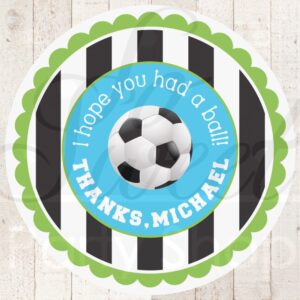 Soccer Theme Birthday Sticker Labels Set of 24