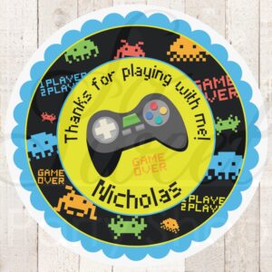 retro arcade game birthday favor stickers set of 24