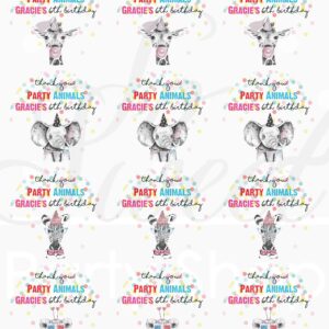 Wild Animal Birthday Party Favor Stickers