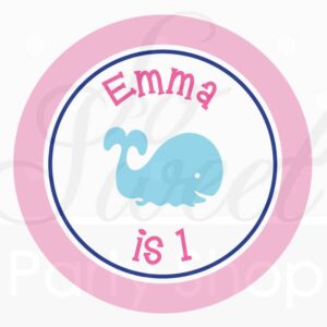whale themed first birthday stickers set of 24