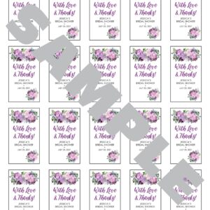 purple floral hand sanitizer labels set of 20
