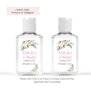 blush floral hand sanitizer labels set of 20