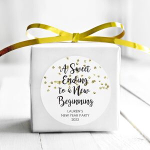 New Year's Favor Stickers Gold Confetti