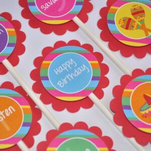 Fiesta Birthday Beverage Labels Set of 10