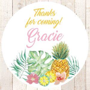Tropical Birthday Pool Party Favor Stickers