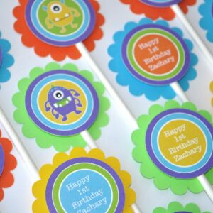 Monster Birthday Favor Sticker Labels Set of 24