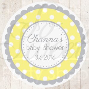 baby-shower-favor-sticker-labels-yellow-and-gray-polkadot-personalized-baby-shower-favors-baby-shower-decorations-set-of-24