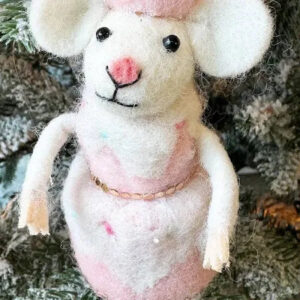 birthday-themed felt animal ornament